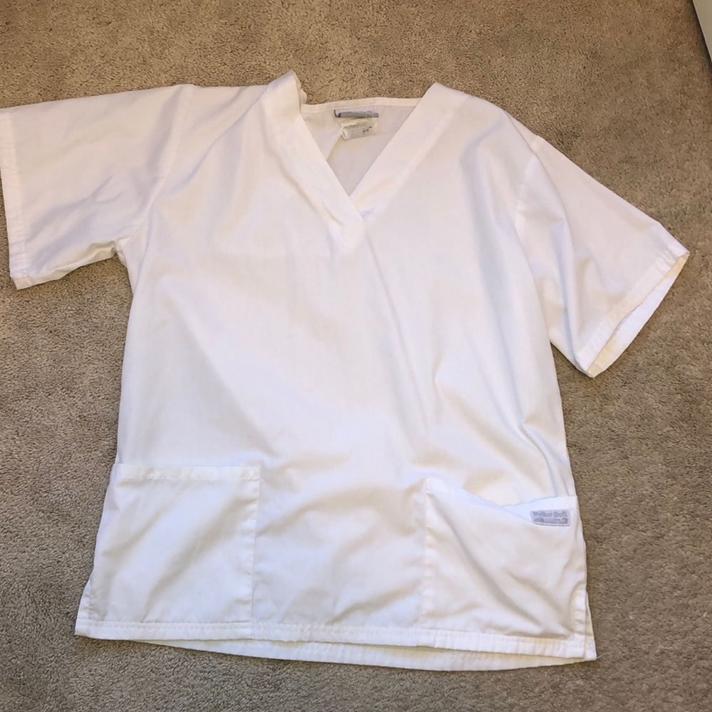 SOLD: Butter Soft White Scrub Top